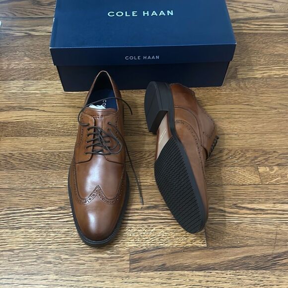 NWT Cole Haan ZerØGrand Mens Brown Leather Wingtip Oxford Dress Shoes Size 11 - Picture 1 of 7